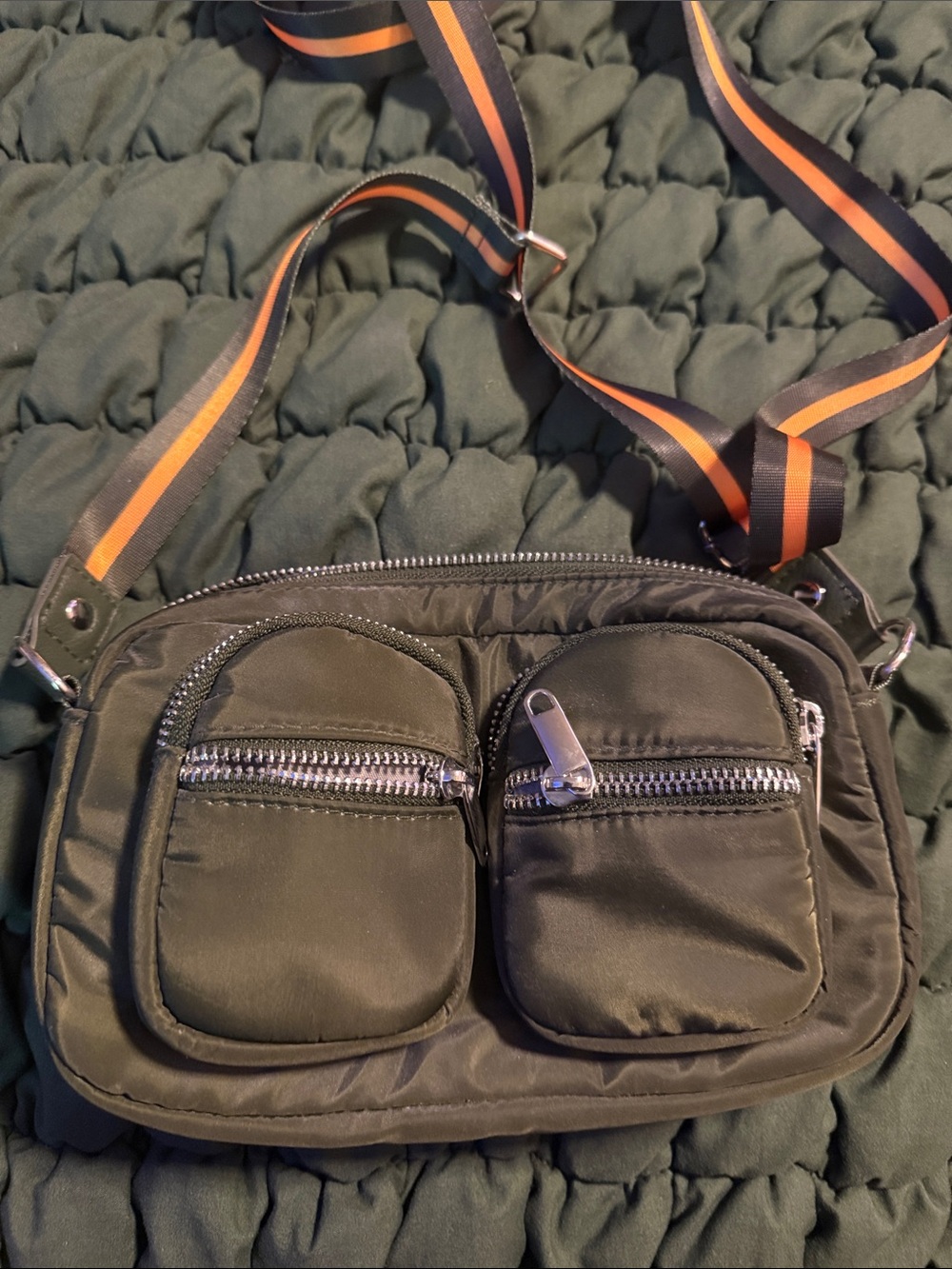 Target Olive Green Crossbody Bag with Striped Adjustable Strap